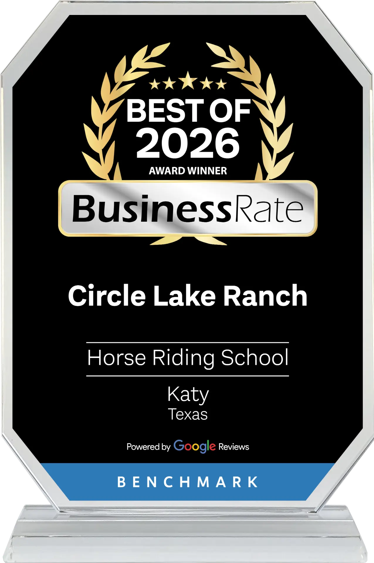 BusinessRate Best of 2026 Award Winner for Circle Lake Ranch, Horse Riding School, Katy, Texas