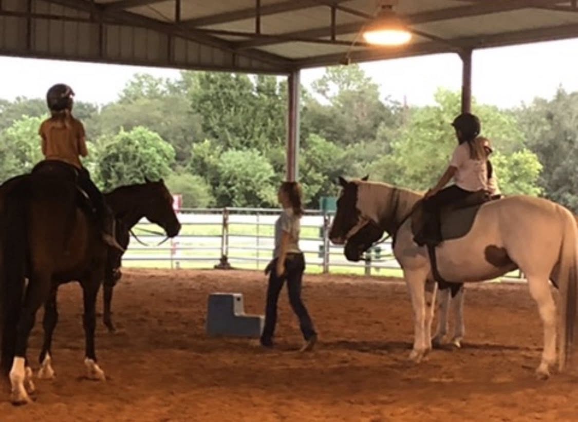Riding lesson in covered arena rain or shine