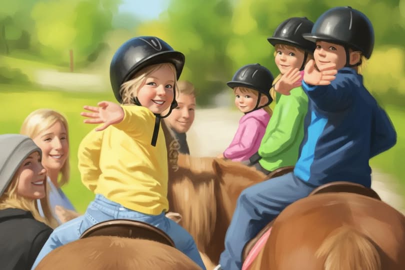 Artistic painting of a horse and rider representing horsemanship education